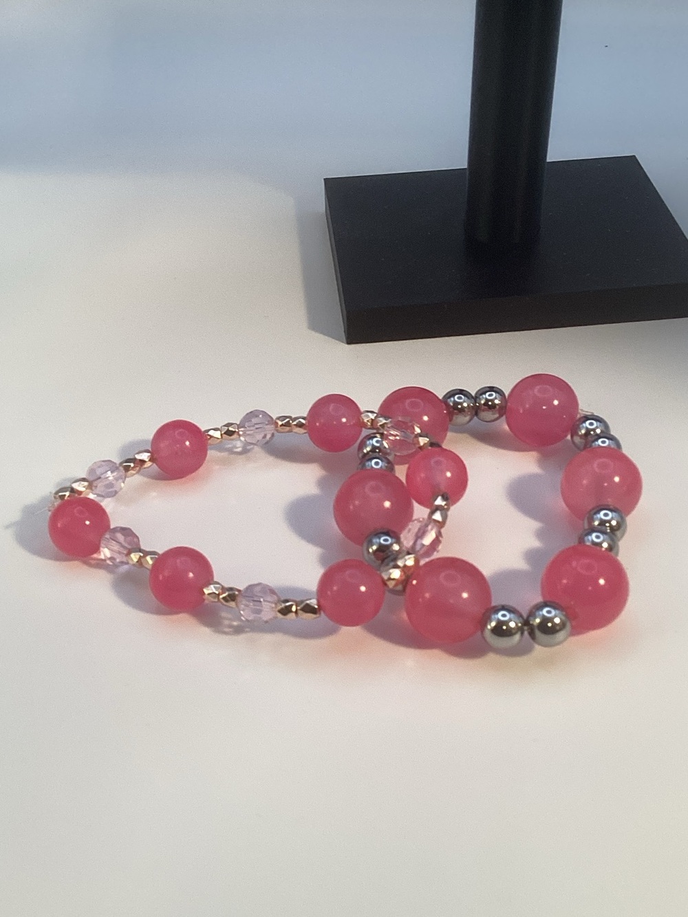 Pink Beaded Stretch Bracelet Set - Women's Jewelry - Picture 2 of 8